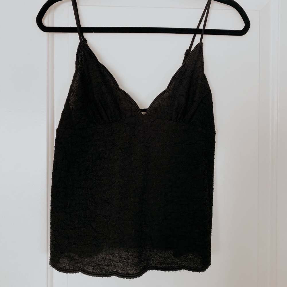 Black textured tank top